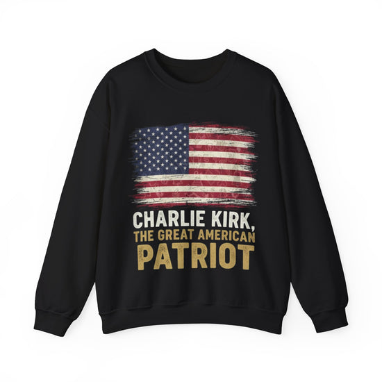 Charlie Kirk Patriotic Crewneck Sweatshirt USA Flag